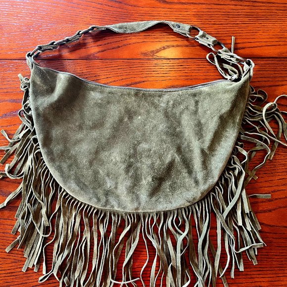 Vintage Maurizio Taiuti Suede BoHo Bag – Olive Green - Picture 1 of 4